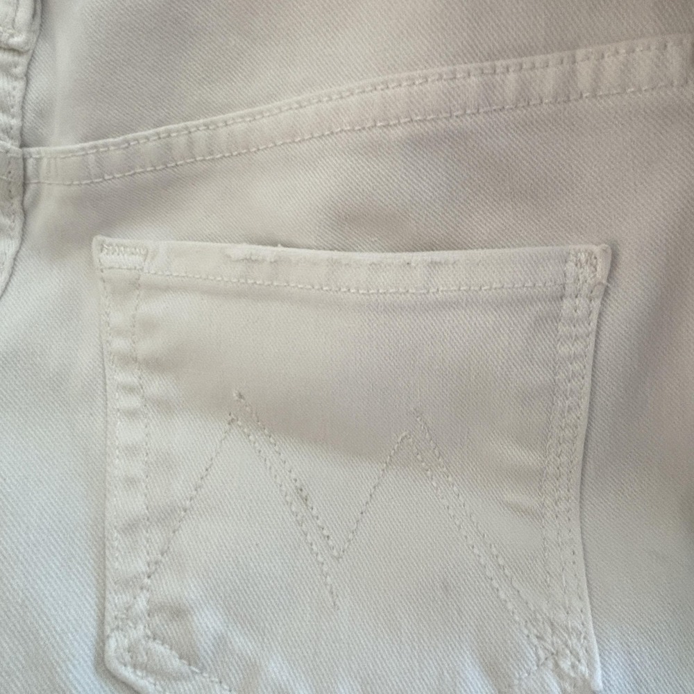 Mother The Cha Cha Fray Jeans Womens Size 25 White Glass Slipper Ruffle Hem - Picture 11 of 16